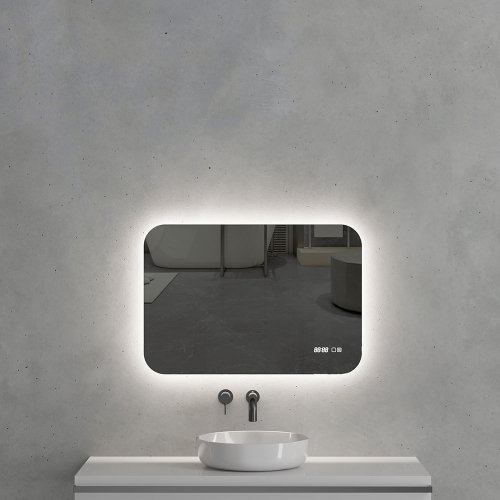 Зеркало с подсветкой AVS Каспий 55x80 см, часы и антипар