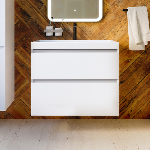 Тумба с раковиной AVS Гармония 80 белая (раковина 02 белая глянцевая)