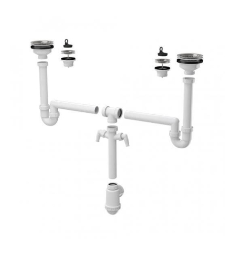 Сифон для сдвоенной мойки ALCAPLAST A448P-DN50/40