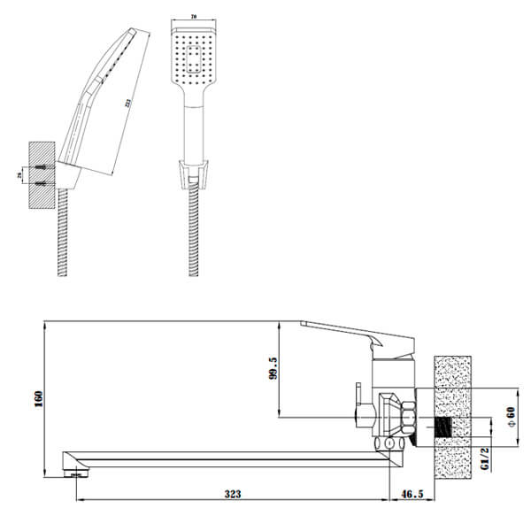 Смеситель универсальный Esko Singapore black SB 31 черный матовый
