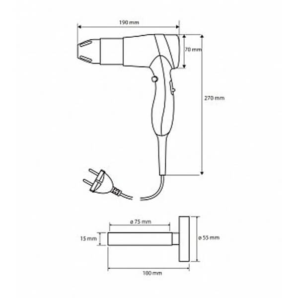 Фен с держателем Hotel Bemeta 999433088