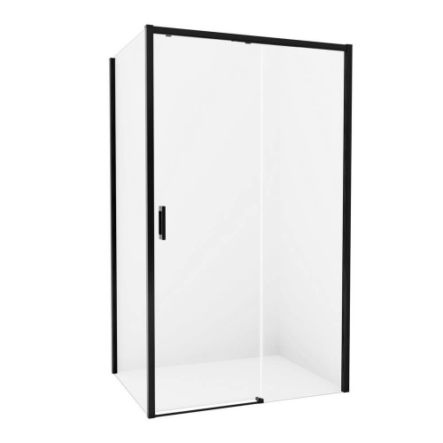Душевой уголок New Trendy Prime Black 120х100 R профиль черный матовый, стекло прозрачное