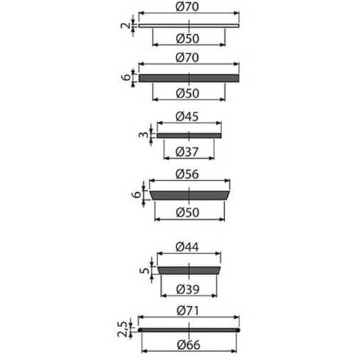 Комплект прокладок к сифонам для кух мойки Alcaplast P067