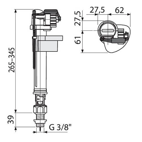 Клапан для унитаза 3/8 металл Alcaplast A18