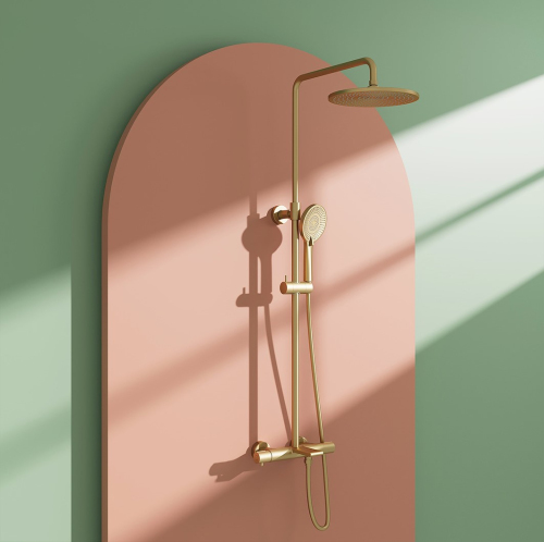 Душевая стойка с изливом AVS Elegant брашированное золото