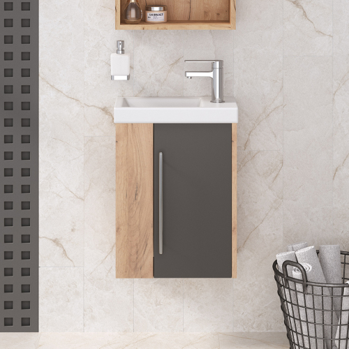 Тумба с раковиной Aqua de Marco Melbourne 40 дуб/серый