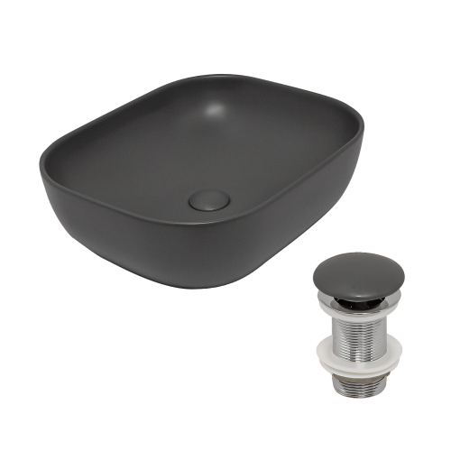 Раковина AVS Клара 51x40 темно-серая матовая с донным клапаном