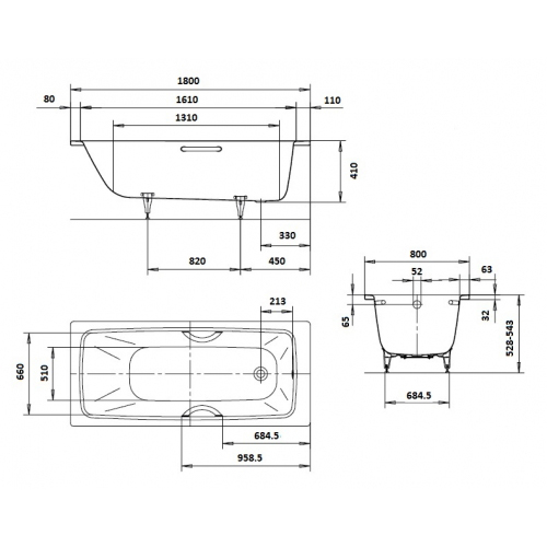 Стальная ванна 1800х800 Cayono Kaldewei 2751.3000.3001