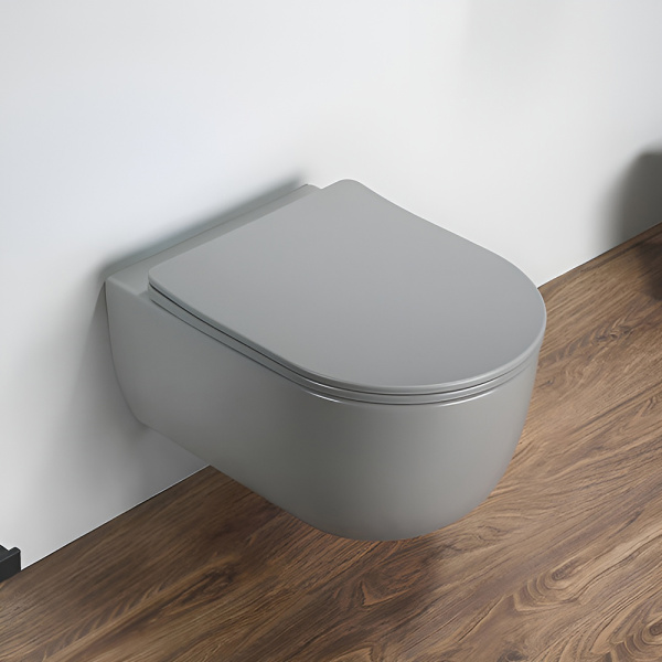 Унитаз подвесной AVS Диапазон безободковый, цементно-серый матовый