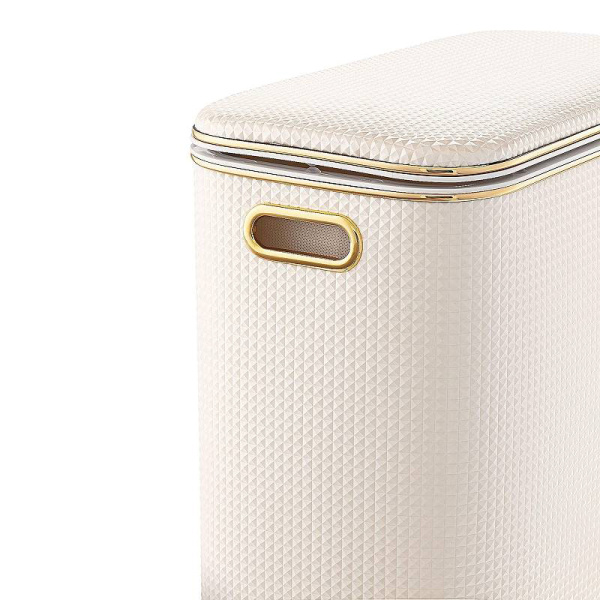 Корзина д/белья 600*450*250 РОМБ БЕЛАЯ/ЗОЛОТО GERALIS