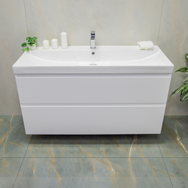 Тумба с раковиной AVS Гармония 120 белая, 2 ящика