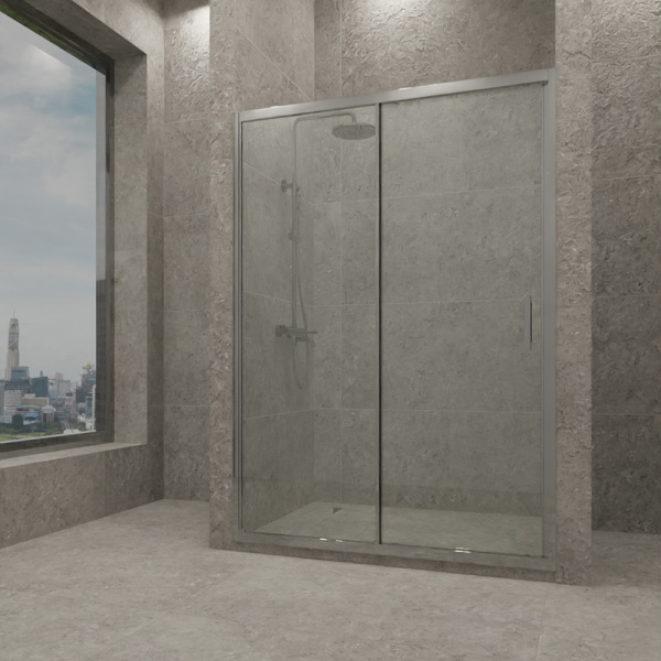 Душевая дверь в нишу AVS Вектор 140 см профиль хром, стекло прозрачное