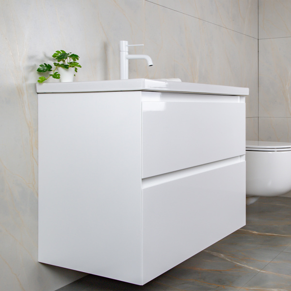 Тумба с раковиной AVS Гармония 80 белая (раковина 01 белая глянцевая)