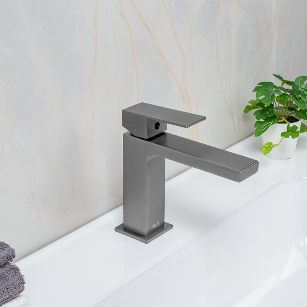 Смеситель для раковины AVS Cube оружейная сталь