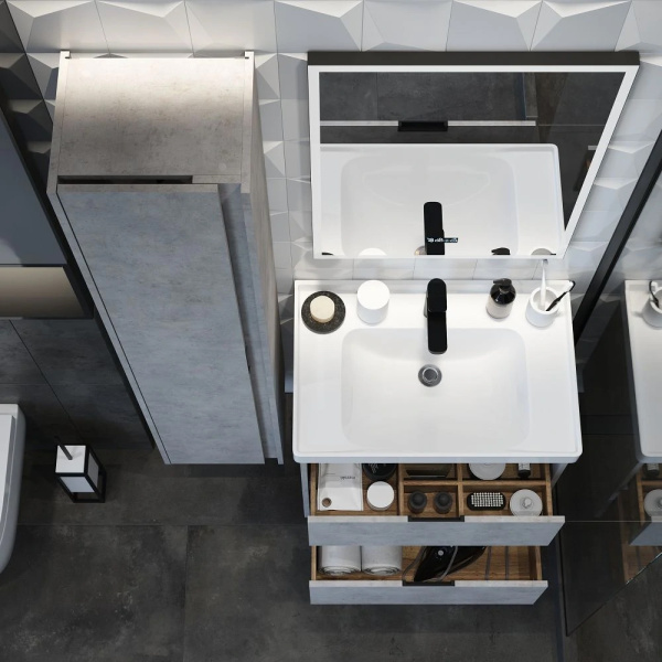 Тумба с раковиной Briz Чикаго 60 бетон светло-серый