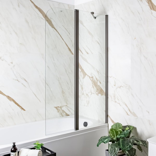 Шторка на ванну AVS Асти Дуо 100 см правая профиль оружейная сталь, прозрачное стекло