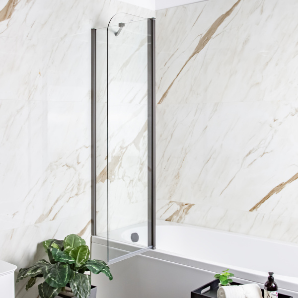 Шторка на ванну AVS Асти Дуо 100 см левая профиль оружейная сталь, прозрачное стекло