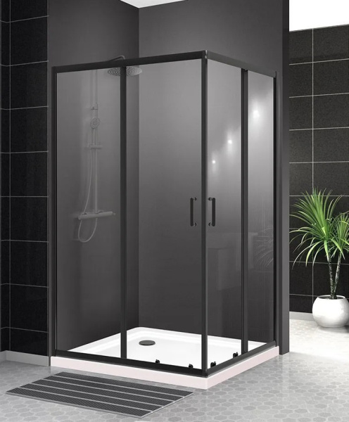 Душевой уголок BelBagno Uno UNO-195-AH-2-120/90-C-NERO 120х90 профиль черный, прозрачное стекло
