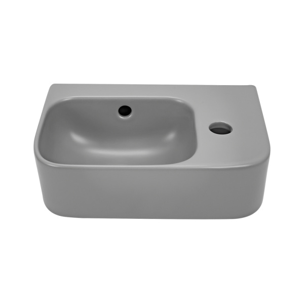 Рукомойник AVS Грэйс 37x25 L, цементно-серый матовый с донным клапаном