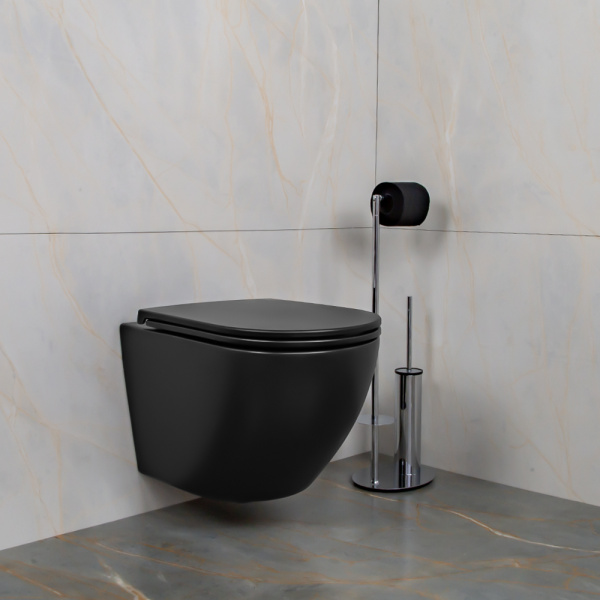 Унитаз подвесной AVS Сити безободковый, черный матовый