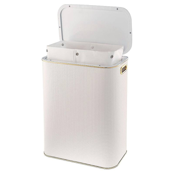 Корзина д/белья 600*450*250 РОМБ БЕЛАЯ/ЗОЛОТО GERALIS