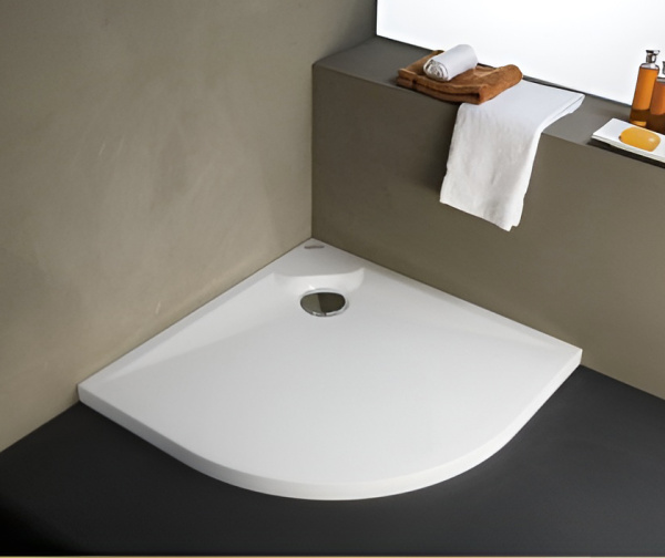 Поддон для душа Kolpa San Solo 100х100 белый, четверть круга, литьевой мрамор, без сифона