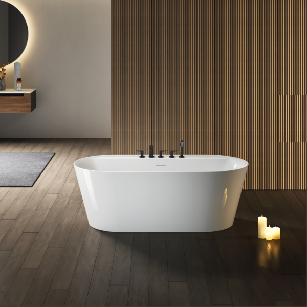 Акриловая ванна AVS Герда 170x80 белая, с донным клапаном