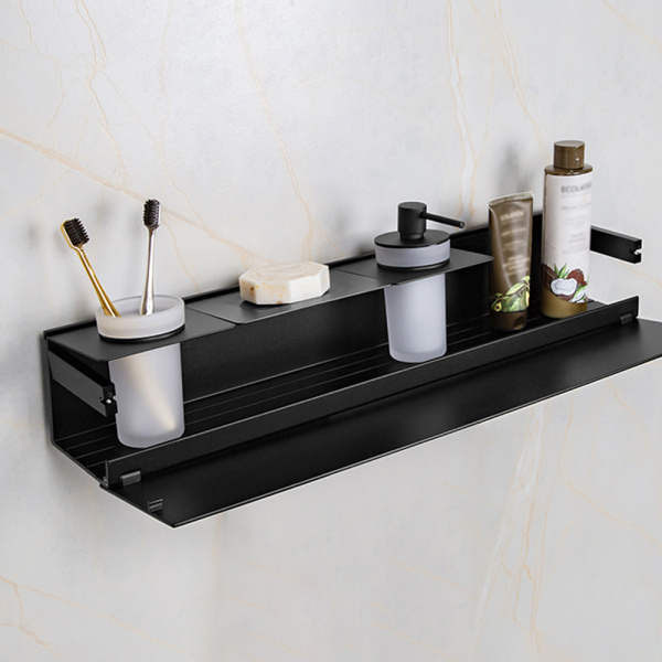 Полка AVS King, 65 см, черный матовый, с мыльницей, дозатором и стаканом