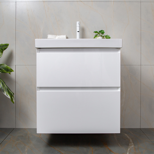 Тумба с раковиной AVS Гармония 60 белая (раковина 02 белая глянцевая)