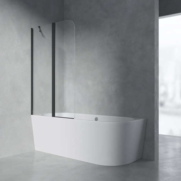 Шторка на ванну AVS Асти Дуо 100 левая профиль черный матовый, стекло прозрачное