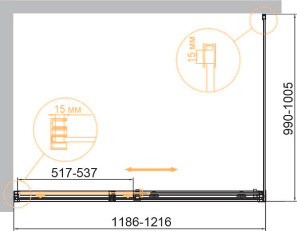 Душевой уголок Cezares Duet Soft DUET SOFT-M-AH-1-120/100-C-Cr 120x100 профиль хром, прозрачное стекло