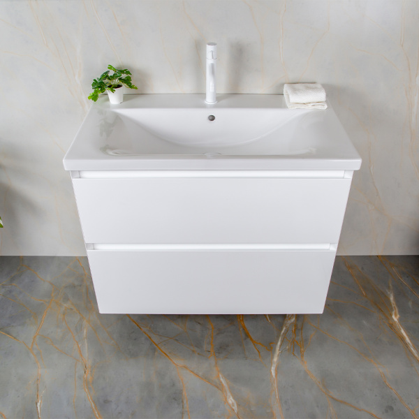 Тумба с раковиной AVS Гармония 80 белая (раковина 01 белая глянцевая)