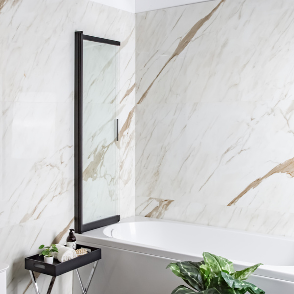 Шторка на ванну AVS Слайдер Плюс 80 профиль черный, стекло прозрачное