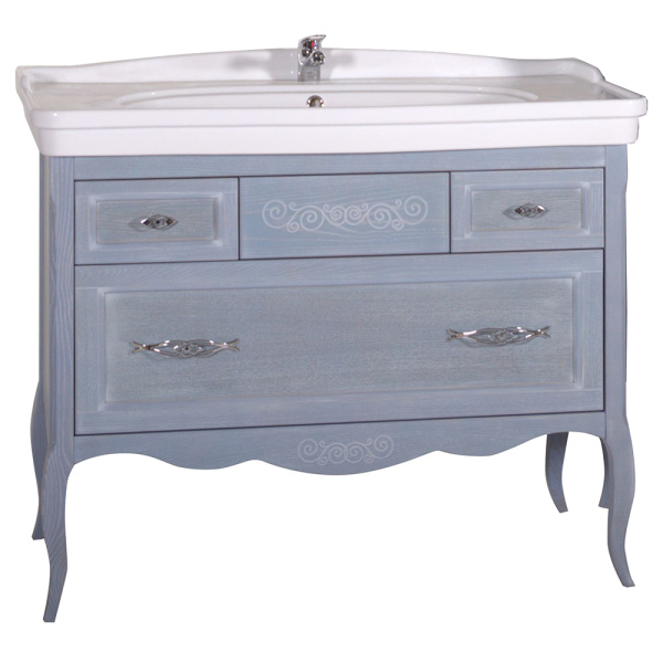 Тумба с раковиной ASB Wood Line Модерн 105 рошфор, белая патина