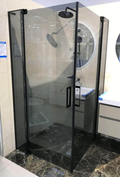 Душевой уголок Cezares Slider SLIDER-AH-2-90/100-100/110-GRIGIO-NERO 90-100х100-110 профиль черный, тонированное стекло